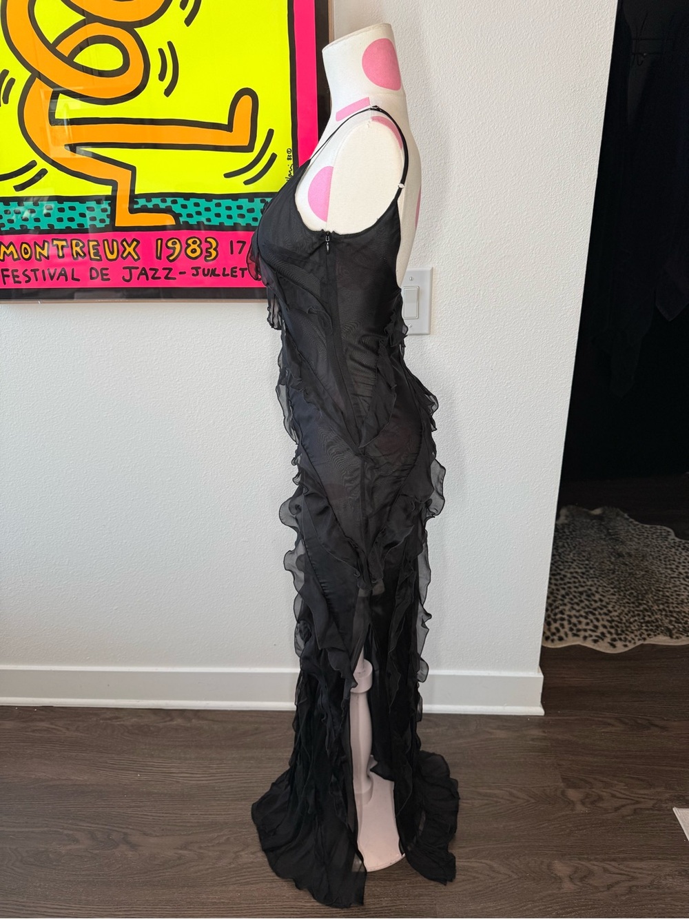 Rat & Boa Selena Black Ruffle Chiffon Maxi Dress XXS - Picture 5 of 16